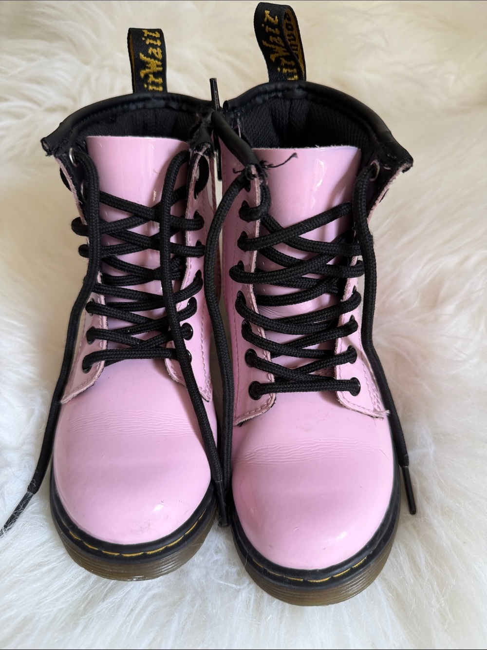 Dr. Martens Kids Pink Patent 1460 J Lace-Up Combat Boots size11